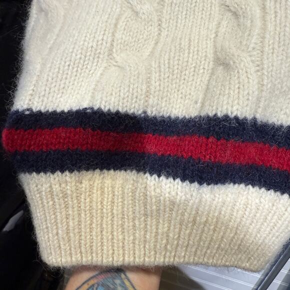 Brandy Melville Nikki VNeck Tennis Sweater Cableknit Wool Blend Oversized - Picture 5 of 11